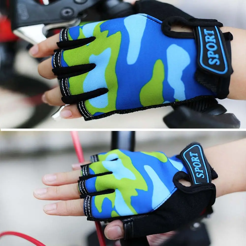 Cycling Gloves Half Finger Mittens Outdoor Non-slip Cycling Riding Equipment Child Bicycle Gloves Camouflage Bike