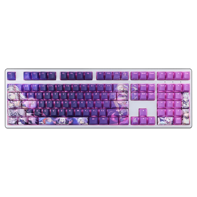 Chaves Conjunto Honkai Impacto Kiana Kaslana Herrscher de Finalidade Keycap Pbt Dye Sub Backlit Keycaps Anime Gaming Key Caps 108 - Imagem 5
