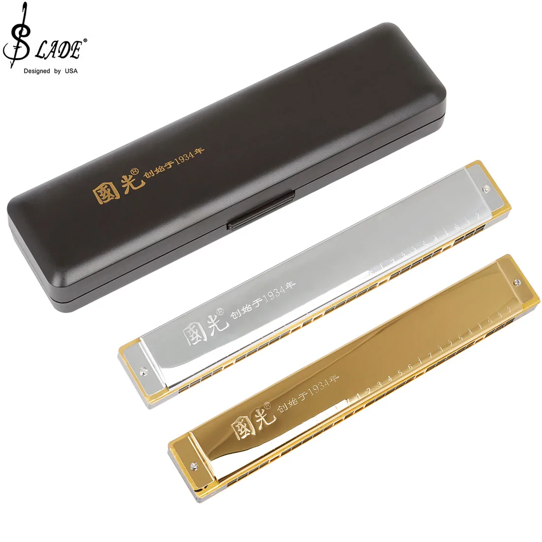 Guoguang 28 Hole Harmonica Polyphony Accent C Harmonica Students Beginners Professional Performce Woodwind Instruments