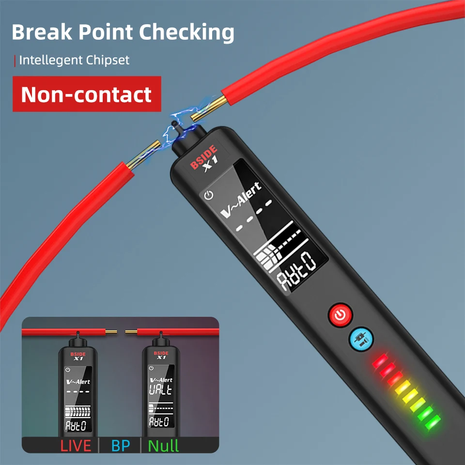 

BSIDE X1 Voltage Detector LCD 3-Line Display NCV Adjustable Sensitivity Dual Range AC Voltage Sensor Voltage Tester
