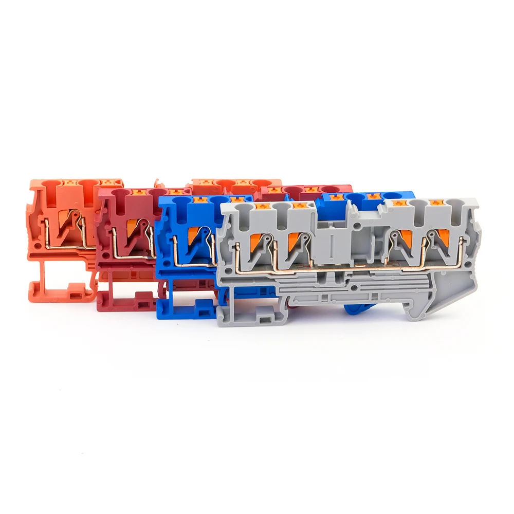 10Pcs Terminal Block PT2.5-QUATTRO 4 Conductors Din Rail Electrical Wire Spring Connection Push In Conductors Wire Connector din rail terminal block,wire connectors