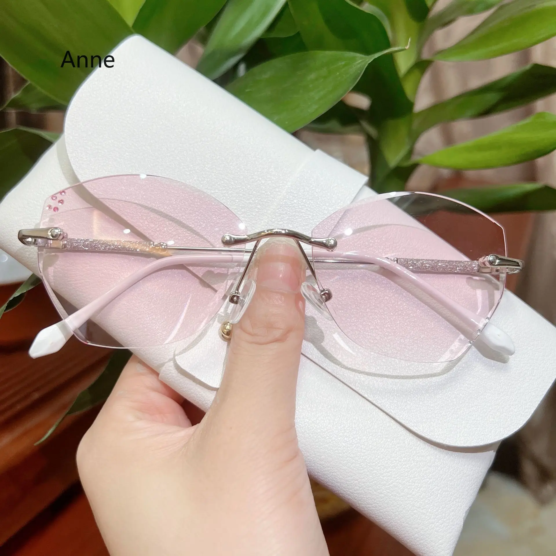 Ultralight diamond-studded Reading Glasses Frameless Cut Edge Anti-blue Light Presbyopia Eyeglasses Diopter +1.0 1.5 2.0 To +4.0 4