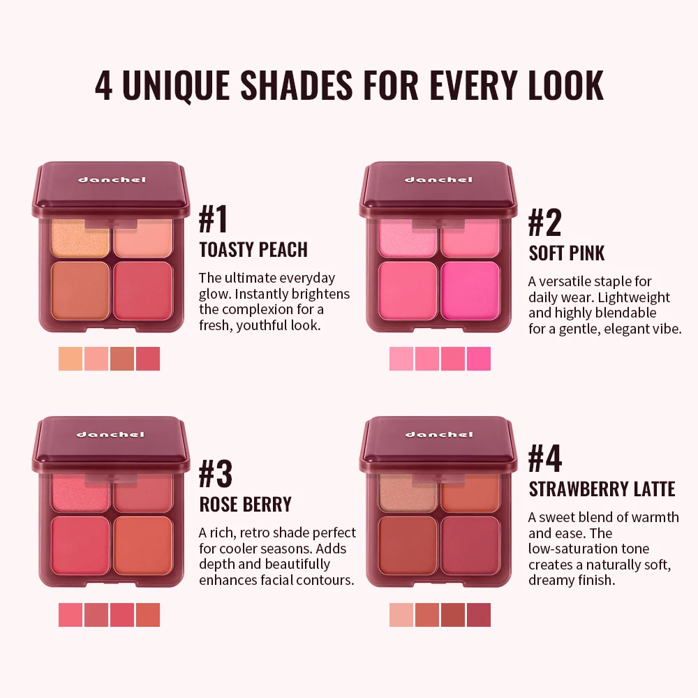 Radiant Glow Blush Palette - Matte & Shimmer Finishes with Rich Pigment and Long-Lasting Wear