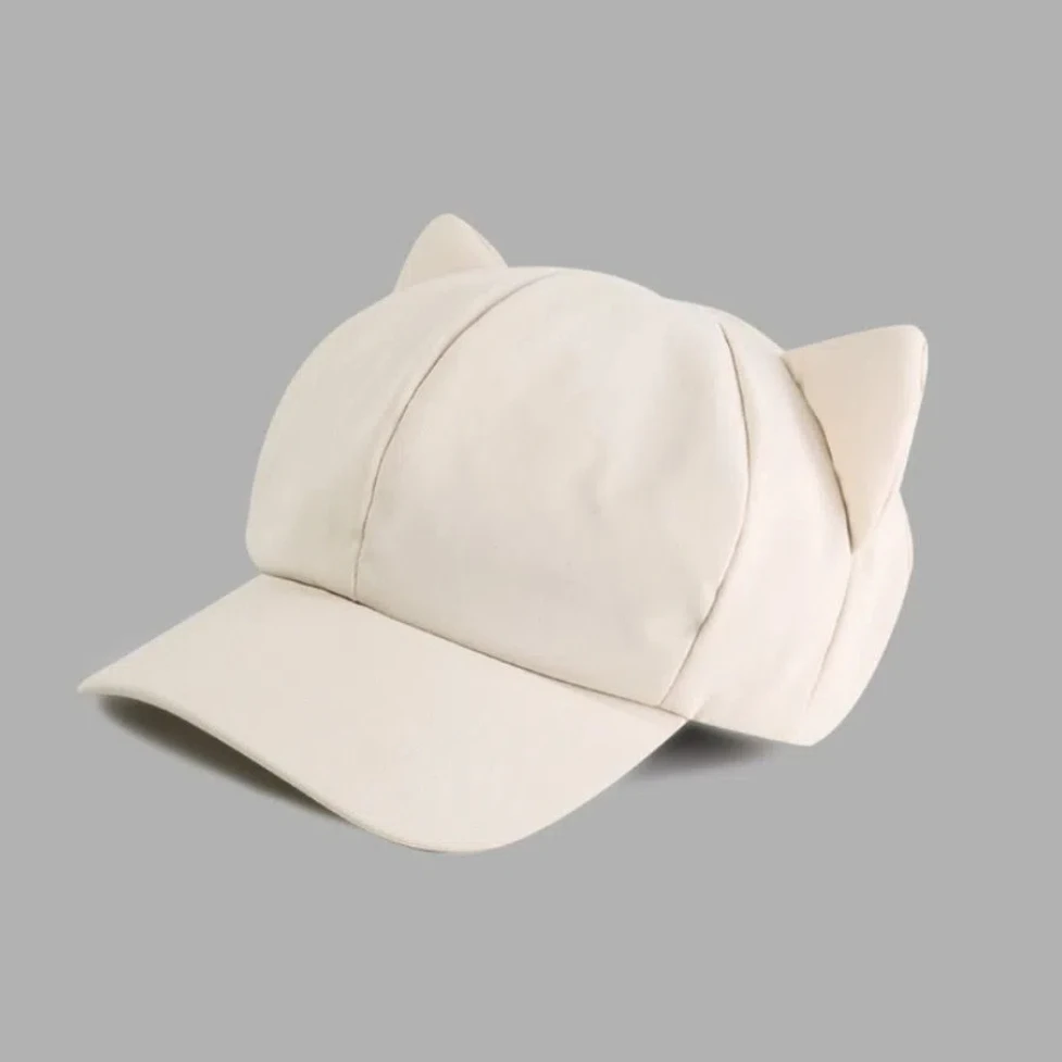 Korean Y2k Cat Ear Hat Women's Baseball Hat Outdoor Sunscreen Peaked Cap Female Lovely Casual Solid Color baseball cap,sun hat