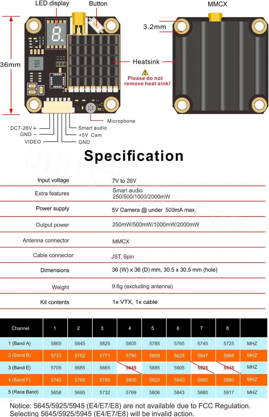 AKK FX2-Dominator 250mW/500mW/1000mW/2000mW Switched Smart Audio 5.8Ghz 40CH FPV Transmitter With MIC for Wizard x220s RC Drone