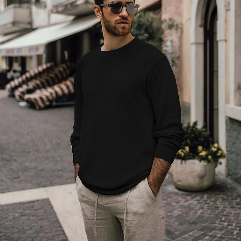 Men's Sweater Autumn And Winter Look At Europe And The United States Simple Pullover Fashion Casual Large Size Sweater