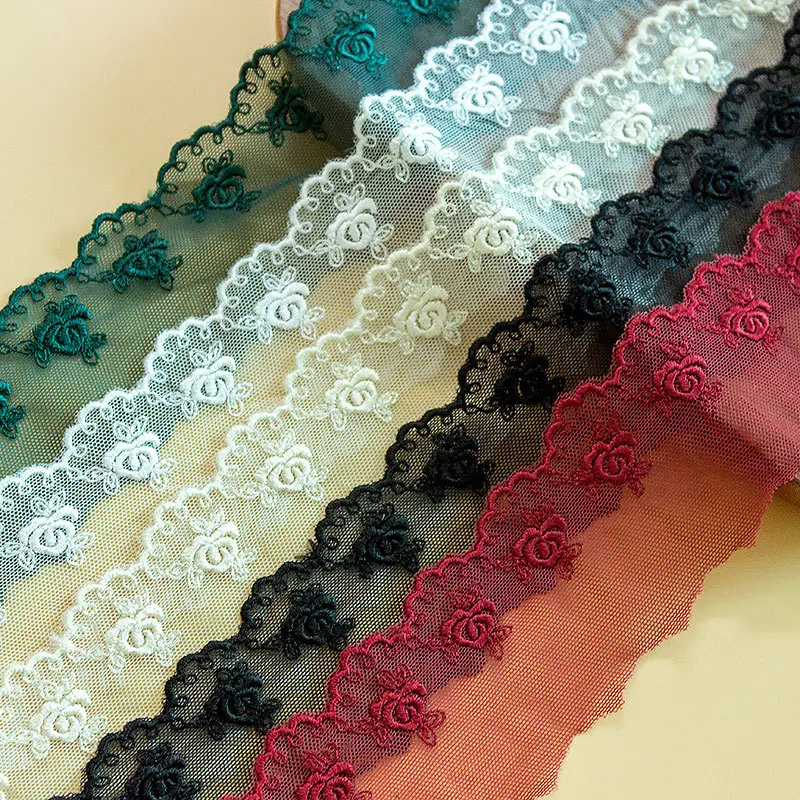

1Meter Colorful Rose Rayon Lace Trim Accessories Clothing Border Lace For Sewing Fabric Lngredients dentelle puntillas y encajes