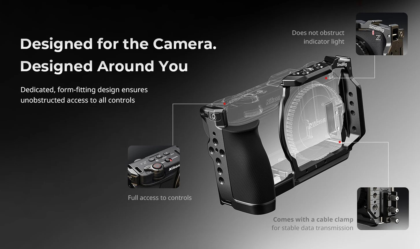 SmallRig ZR "HawkLock" Schnellwechselkäfig für Nikon ZR mit Kabelklemme, Silikongriff und integrierter Arca-Swiss Schnellwechselplatte – Detail 6