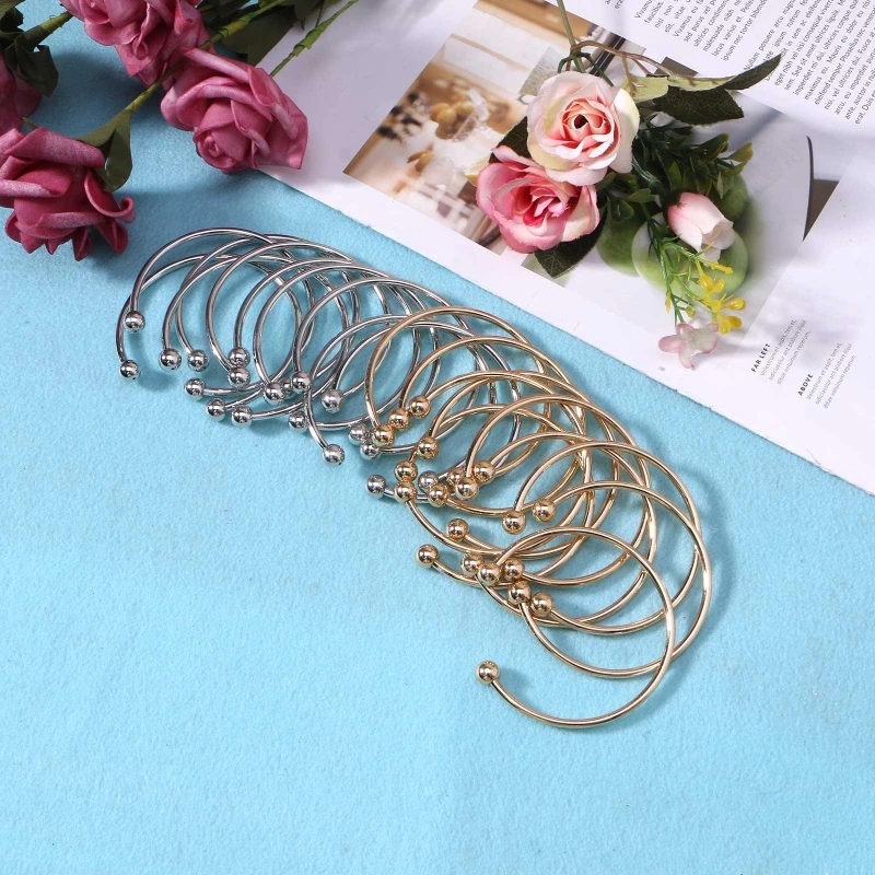 10Pieces White Silver Plated Bangle Bracelet Screw End Ball Cuff Charm Beads DIY Jewelry for Women Men Cuff Bangle Gifts 4