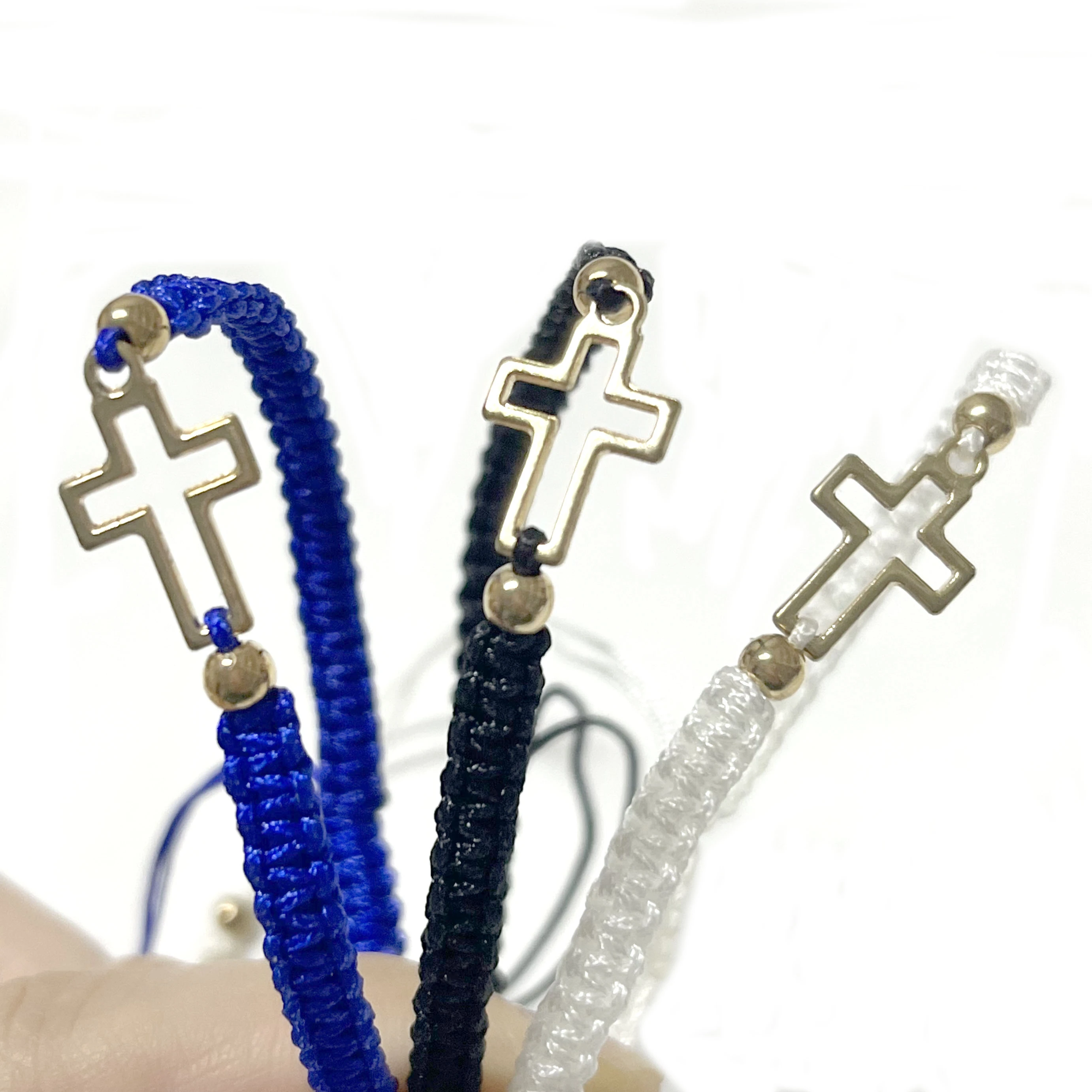 Hand Woven Cross Hollow Religious Prayer Bracelet Multiple Colors