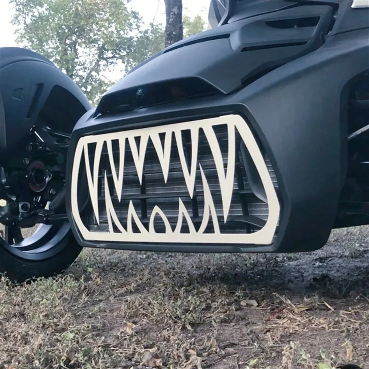 Motorcycle Front Grill Teeth Insert for Can-Am Ryker 600/900/Rally/Sport Accessories, Aluminum Grilles Mesh Set White