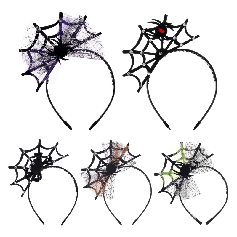 

Creative Spider Web Shape Hair Hoop Cute Photoshoot Hair Holder Halloween Party Headwear for Children Adult Unisex M6CD