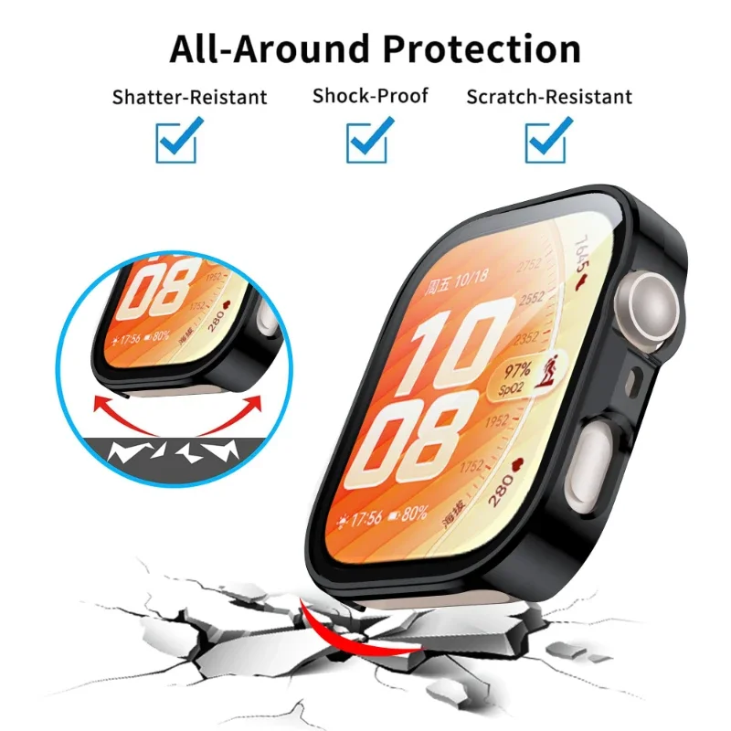 Huawei Watch Fit Screen Protector - Hard PC Protective Bumper with Tempered Glass