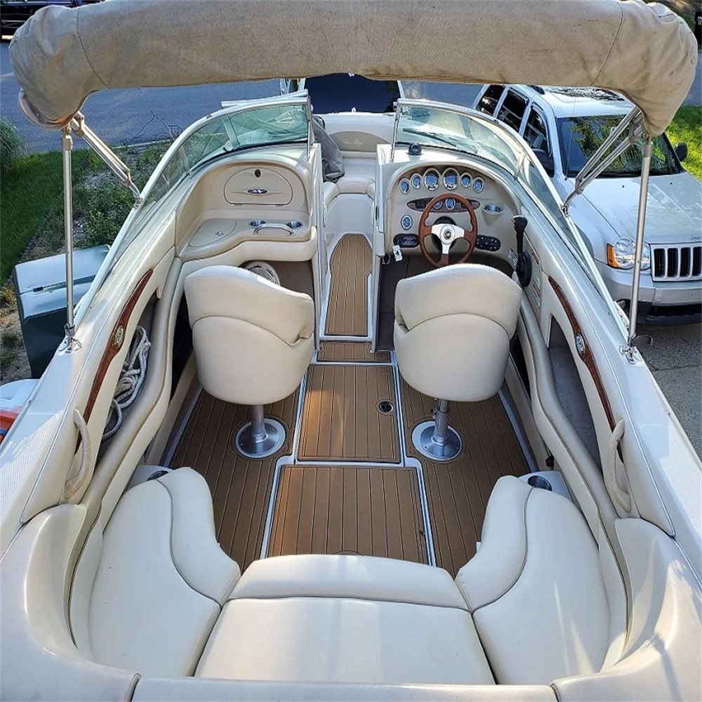 Sea Ray 1997 Sundeck – tapis de plate-forme de natation pour bateau, mousse EVA, pont en teck, tapis de sol, support adhésif, sol de Style seadk Gatorstep, 240