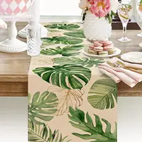 Summer Palm Leaves Tropical Greenery Linen Table Runners Spring Seasonal Home Kitchen Dining Table Decor Outdoor Party Decor 4