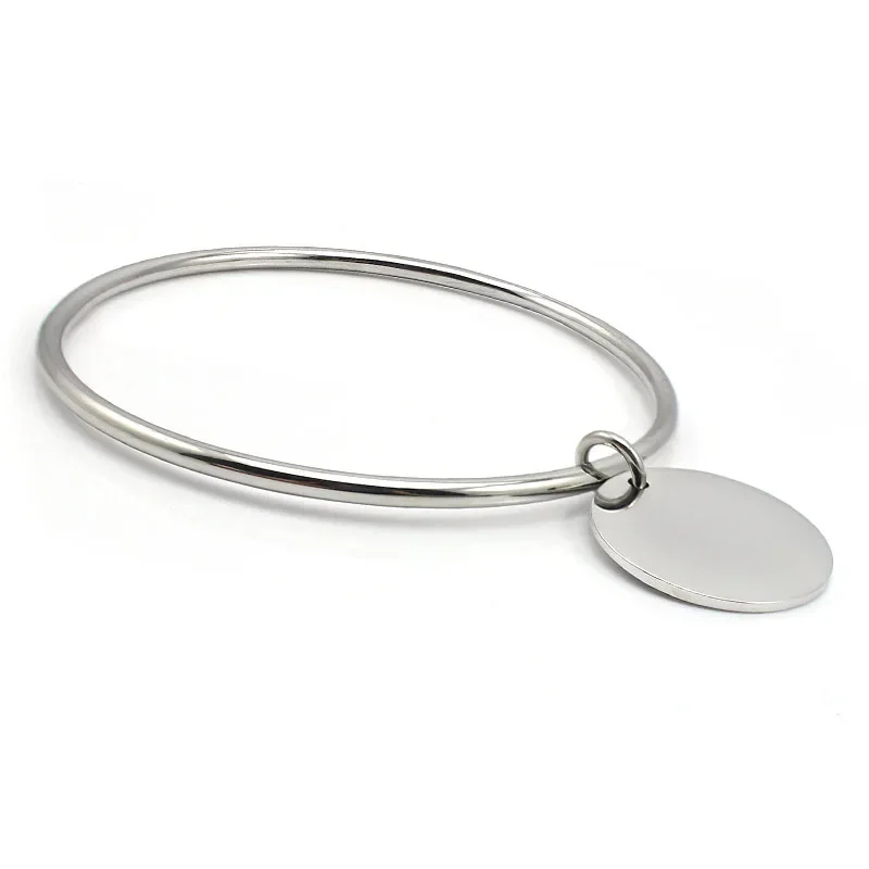 New Bangles design Stainless Steel Silver Color Bangle Bracelets Round Charm Bracelets Bangles Women Costume Jewellery