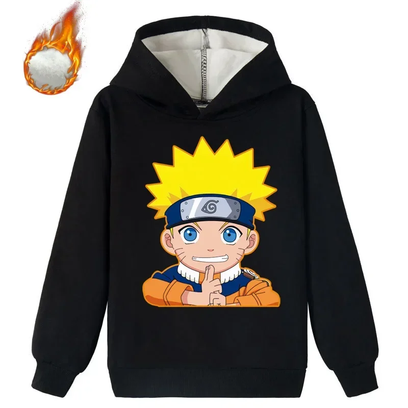 

Новый детский Модный свитшот Naruto с принтом для мальчиков и девочек, осенняя модная свободная Вельветовая толстовка с капюшоном