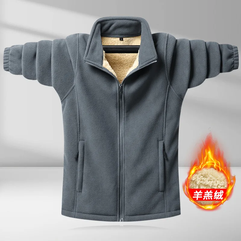 Big Size Fleece Jacket Men Autumn Winter Jacket Sweatshirt Military Zipper Long Sleeve Outdoor Hiking Outerwear Warm Coat New