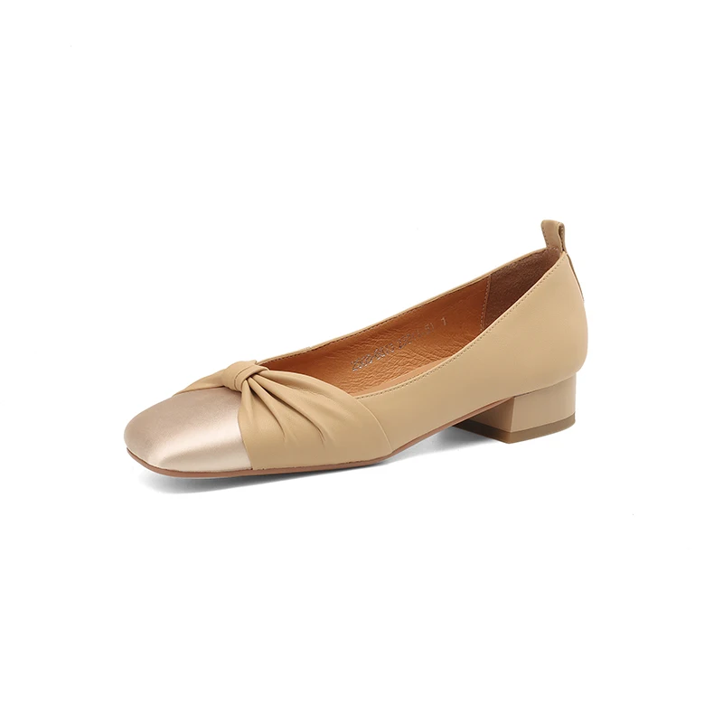 Elegant Women's High Heels Shoes Shallow Mix Color Square Toe Shallow Woman Pumps 2024 Spring Summer New Ladies Commuting Shoes