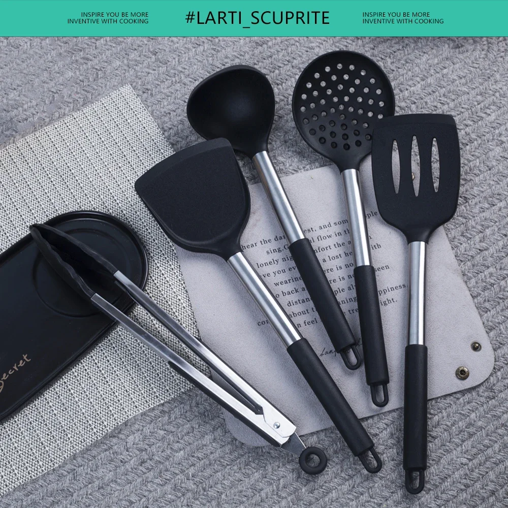 1-Pack Silicone Kitchenware Cooking Utensils Kitchen Accessories Spatula Turner Heat-resistant Soup Spoon Pasta Colander Shovel kitchen utensils