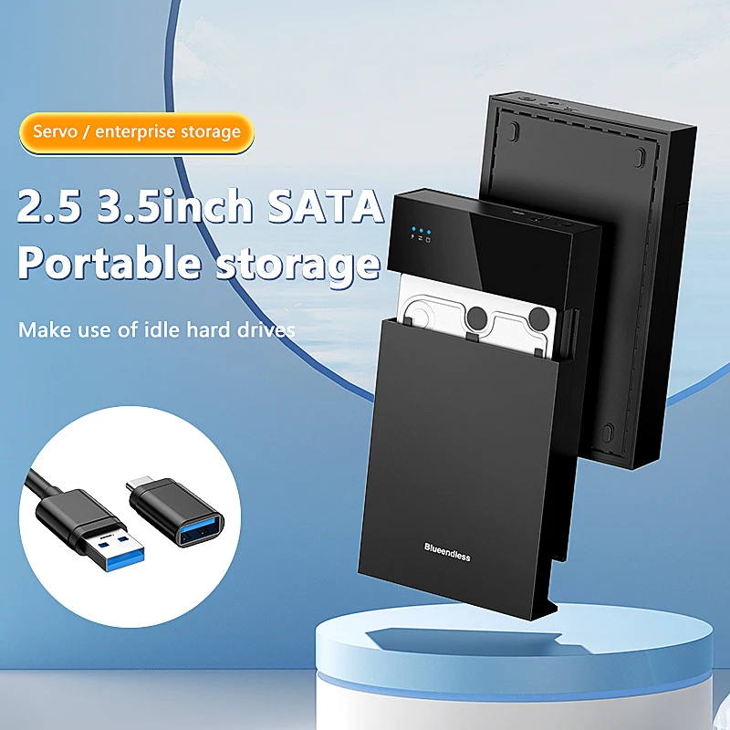Blueendless External HDD Case 2.5/3. 5 HDD/SSD box support 20TB type C to SATA Adapter tool free Hard disk drive enclosure external hard drive case ssd enclosure hard drive enclosure hard disk case external hard drive box hdd case enclosure hard drive adapter ssd adapter