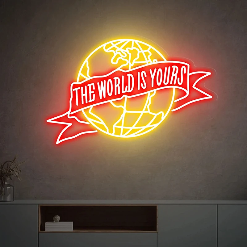 

The World Is Yours Neon Sign Custom Wedding Backdrop Neon Signs Bedroom Home Decor Wall Art Led Light Personalized Wedding Gifts