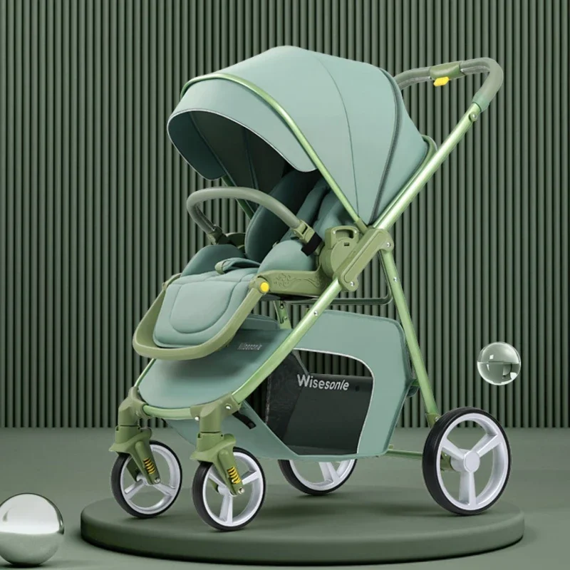 Lightweight High-view Baby Stroller Two-way Push Foldable Baby Stroller Lightweight Travel Pram Four Wheels Carriage