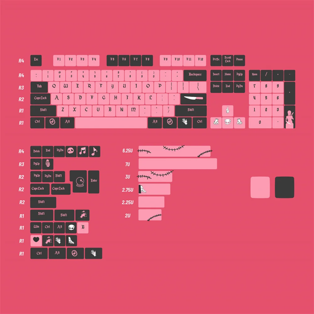 Teclas Pbt Keycap Cereja Perfil Lado Dye Sublimação Rosa Chave Mecânica Teclado Cap para Outemu mx Switch 142
