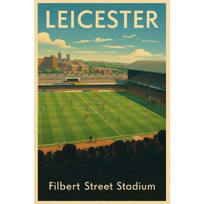 Retro Football Field Canvas Painting - Iconic Stadium Wall Art and Home Decor