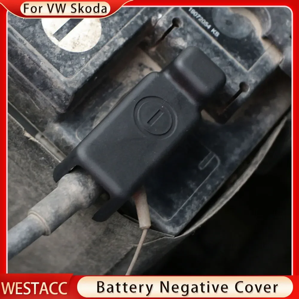 ABS Car Battery Negative Power Cover for Volkswagen VW Polo Jetta for Skoda Fabia Rapid Battery Protection Covers Accessories car battery protector cover