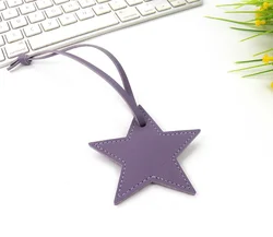 Personalized Five-Pointed Star Leather Keychain Pendant Gift (Purple)