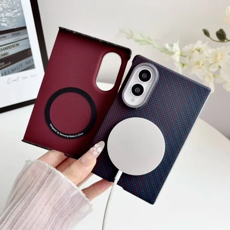 Ultra-Durable Magnetic Carbon Fiber Texture Case with Metal Lens Ring and Shockproof Design