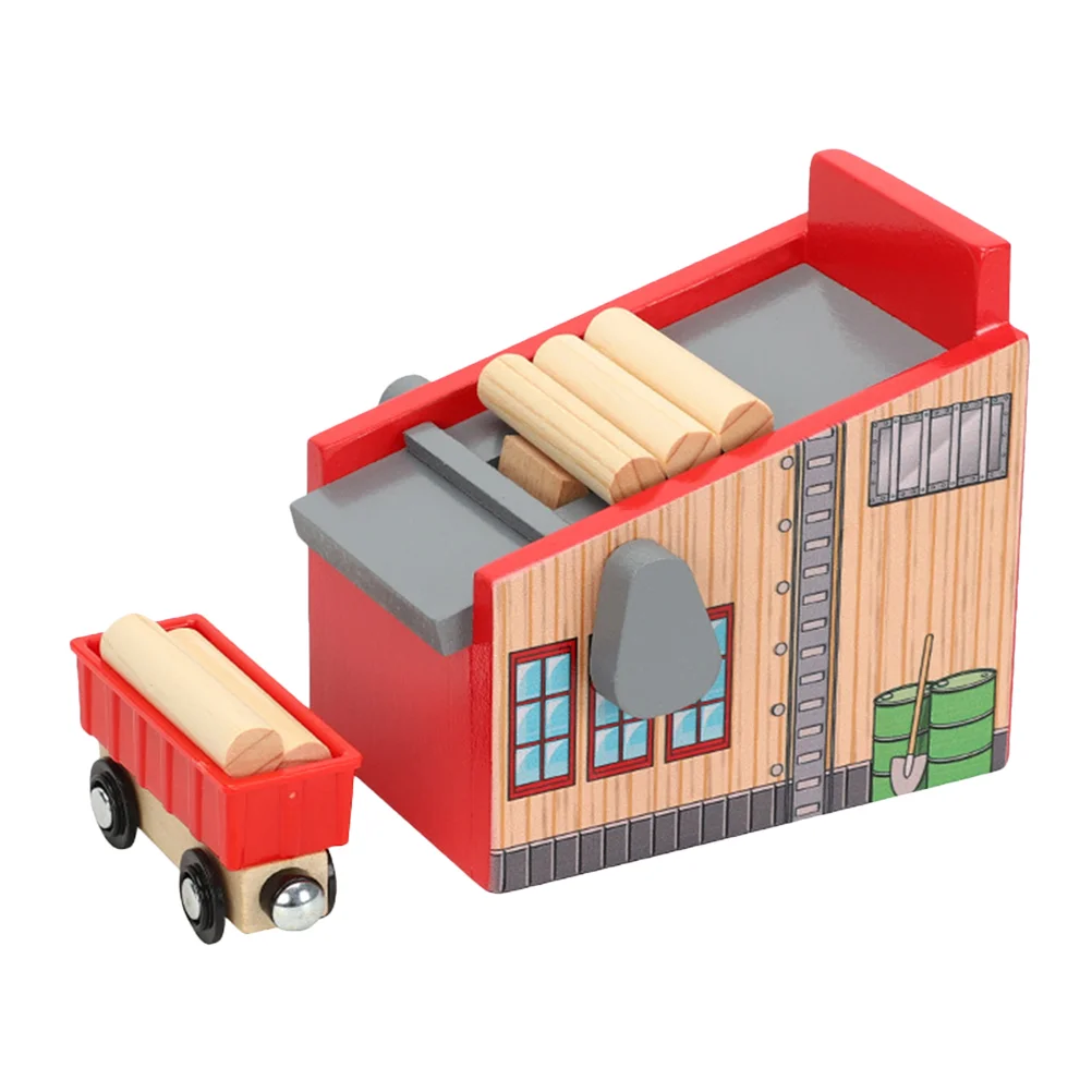 

Toys Lumberjack Accessories Educational Plaything Wooden Train Track Suite Mill Blocks Child DIY Logging Camp Kit Yard