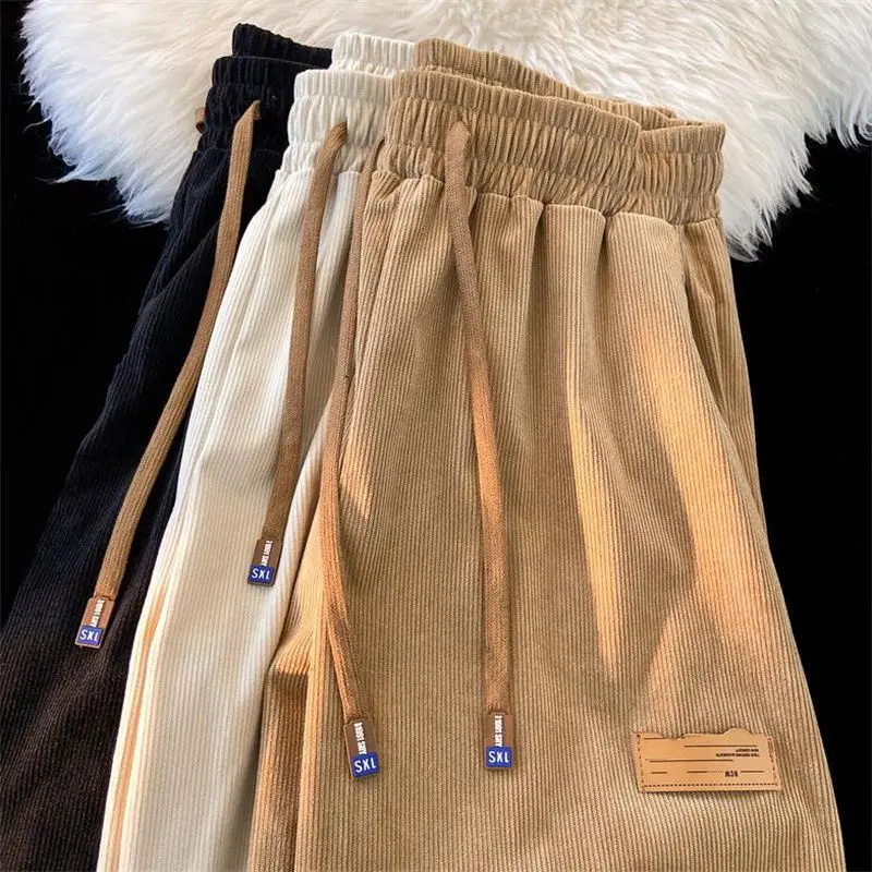 Autumn Winter KPOP Fashion Style Harajuku Slim Fit Trousers Loose All Match Sport Casual Pants Thickening Straight Leg Pants