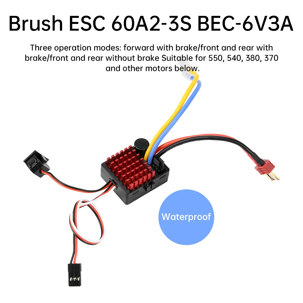 ESC 60A Brushless pour RC 1/10, Compatible SCX10 TRX4, Contrôleur Moteur 540/550
