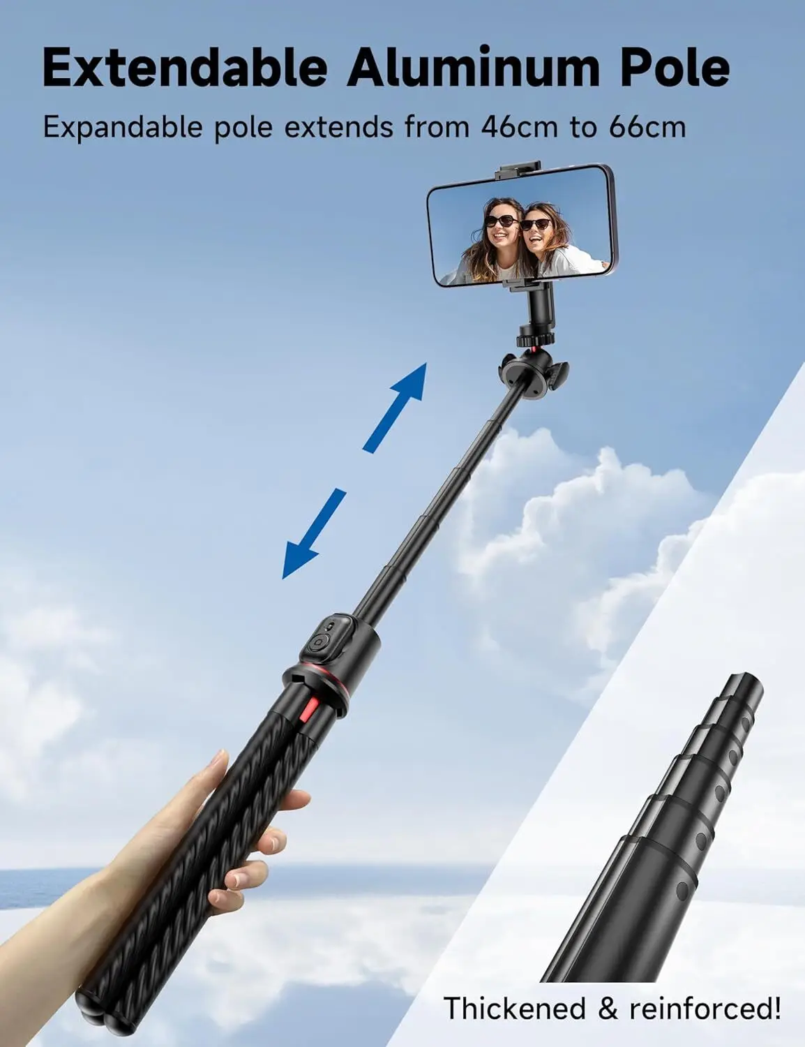 Selfieshow Flexible 360 Ball Head Portable Travel Tripod Cell Phone Stand Clip Selfie Stick Tripe for Live Streaming Vlogging 2