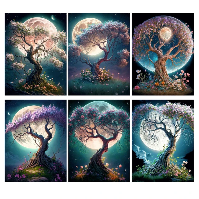 New 5D DIY Diamond Painting Book Landscape Tree Moon Waterfall Diamond  Mosaic Embroidery Rhinestones Picture Home Decoration - AliExpress