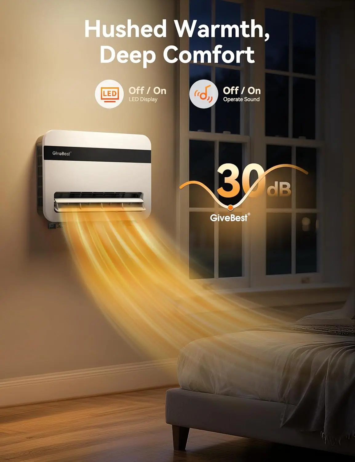 -Wall-Heater-for-Indoor-Use, 1500W Electric-Space-Heater, 120°Vertical Oscillation,Compatible with Alexa, Adjustable Thermostat