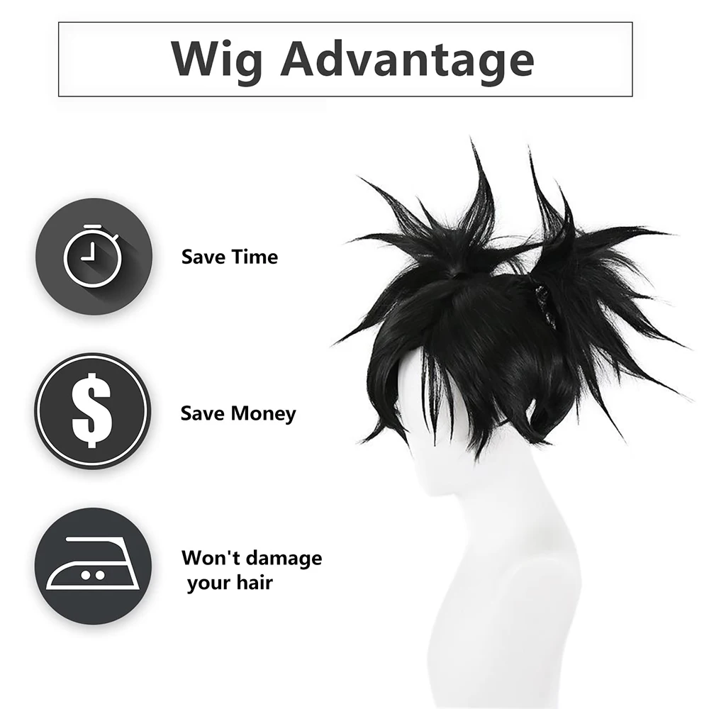 Anime Jujutsu Kaisen Choso Cosplay Capelli sintetici Doppia coda di cavallo da 14 pollici Festa quotidiana di alta qualità Parrucca soffice resistente al calore - immagine 4