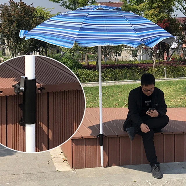 Fém Fekete Esernyő Állvány Klip Napfény Rögzített Bilincs Szerszám Kültéri Erkély Tájkép Kerítés Fedélzeti Székhez - Image 2