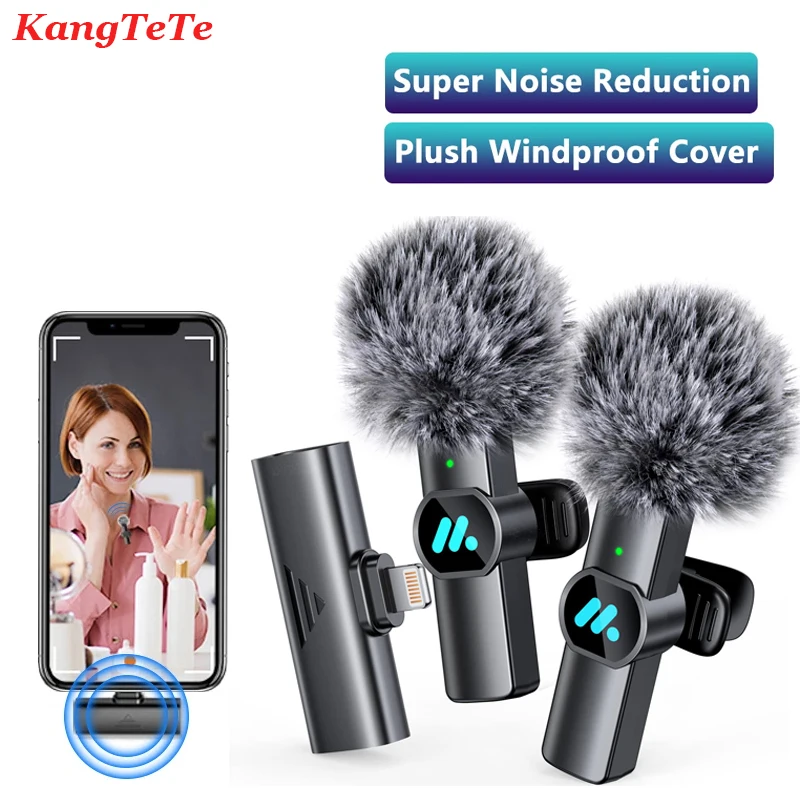 Wireless Lavalier Microphone for Audio Video Recording Intelligent Noise Cancellation Pickup Portable Mini Mic Wind Filtering