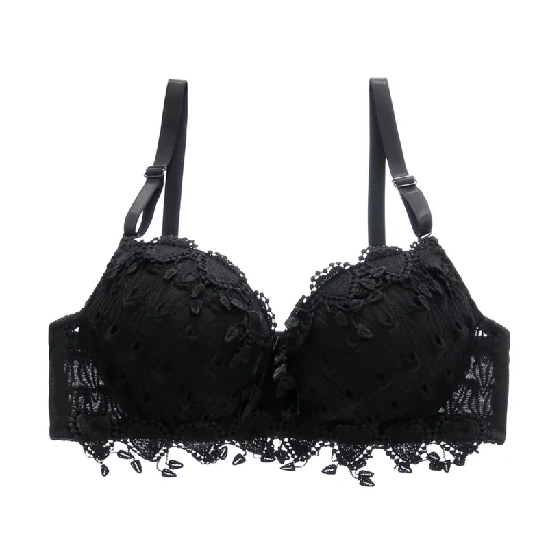 Women's Sexy Lace Gather Bra Plus Size Lace Bralette Breathable with Padded Underwire Unlined Bra Underwear 3