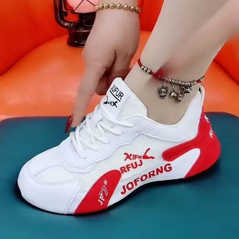Women's Causal Sneakers 2024 Summer New Fashion Breathable Mesh Lace Up Sports Shoes for Women Platform Ladies Walking Shoes 5