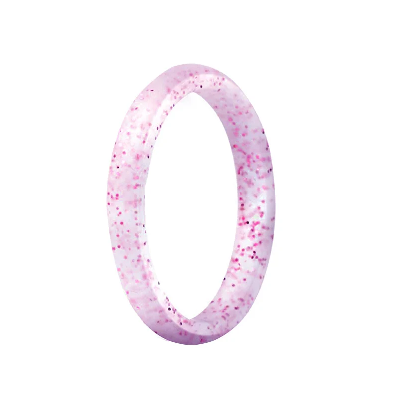 3mm Width Size 4-10 Gloss and Glitter Silicone Ring Set Hypoallergenic for Women Girls Fashion Party Engagement Gifts