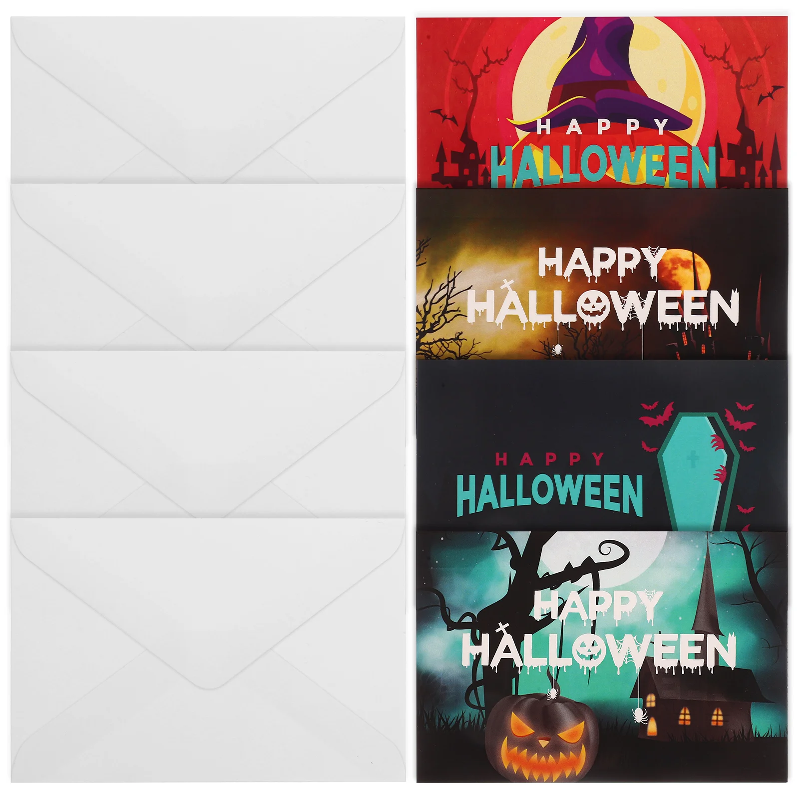 

12 Sets Party Supplies Halloween Card Gifts Message Cards Paper Note with Envelopes