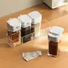 4Pcs/Set Transparent Spices Jar Oil Kettle Combination Kit Sealed Moisture-proof Seasoning Storage Box with Compartment Base 4