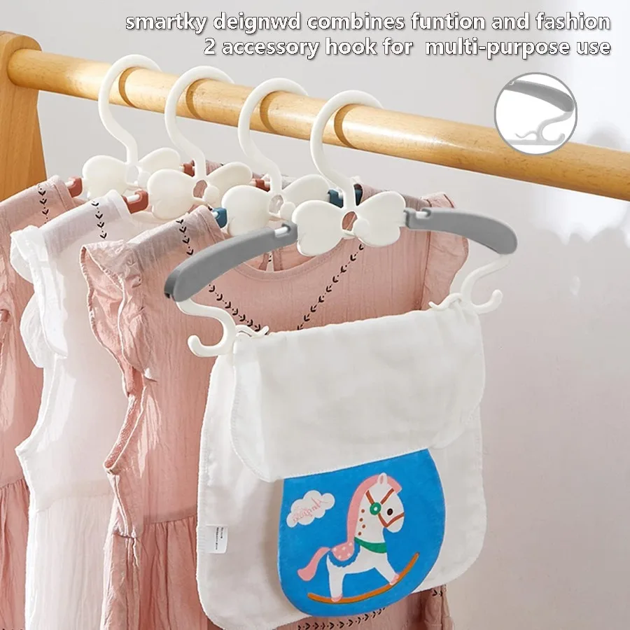 50Pack Adjustable Plastic Hangers for Closet Organization: SpaceSaving Cascading Hangers for Baby and Infant Clothes Ideal for