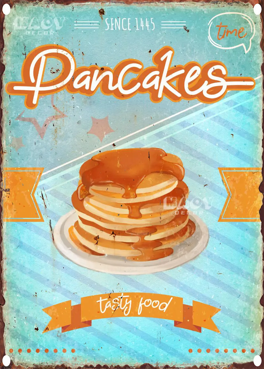 SUPERDANT Sweet Pancake Disco Ball Metal Tin Sign - 8x12 Inch Retro Kitchen Wall Art, Funny Dessert Decor