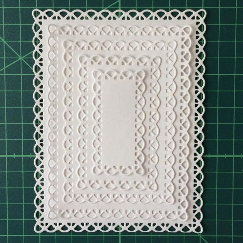 Laced Rectangle Frame Set Metal Cutting Dies 5pcs for Scrapbooking DIY Photo Album Card Making Decorative Stencil