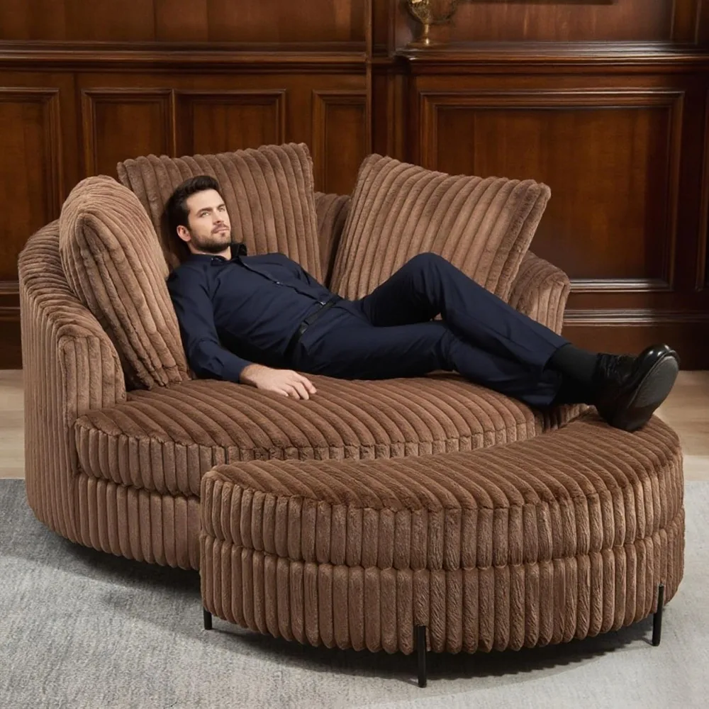 Corduroy Barrel Chair Set 1